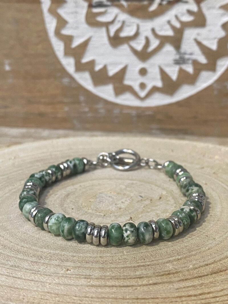 Pulsera de Ágata Musgo - Acero Inoxidable
