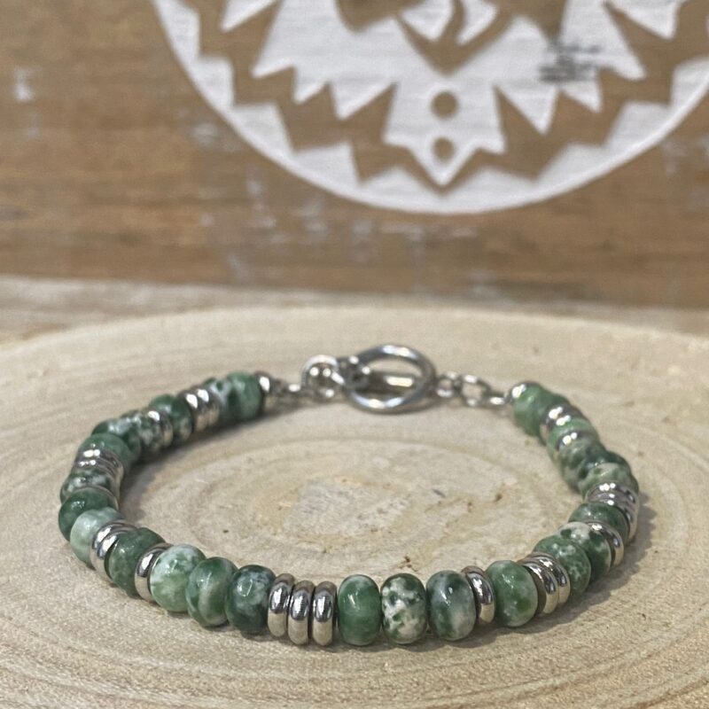 Pulsera de Ágata Musgo - Acero Inoxidable