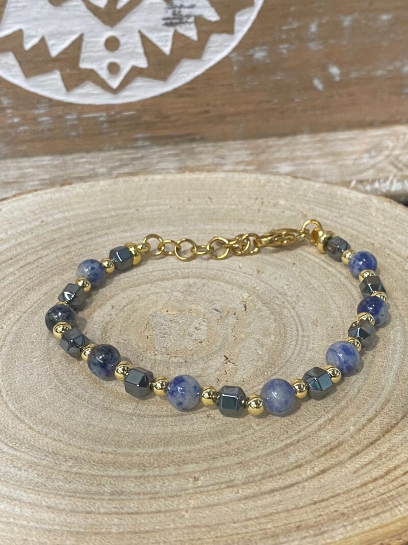 Pulsera Hematite y Sodalita - Acero Inoxidable