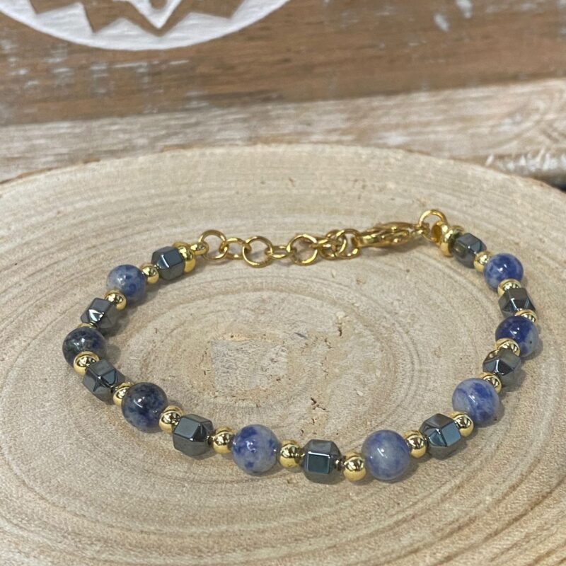 Pulsera Hematite y Sodalita - Acero Inoxidable
