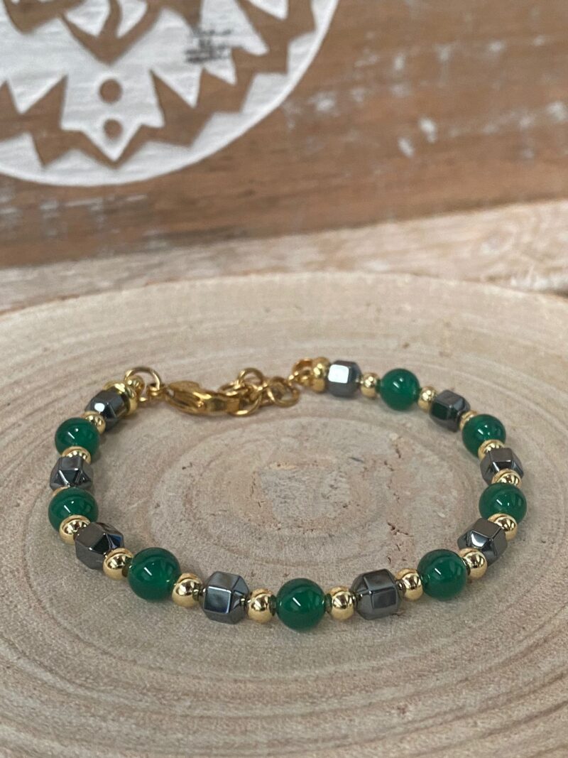 Pulsera Hematite y Aventurina Verde - Acero Inoxidable