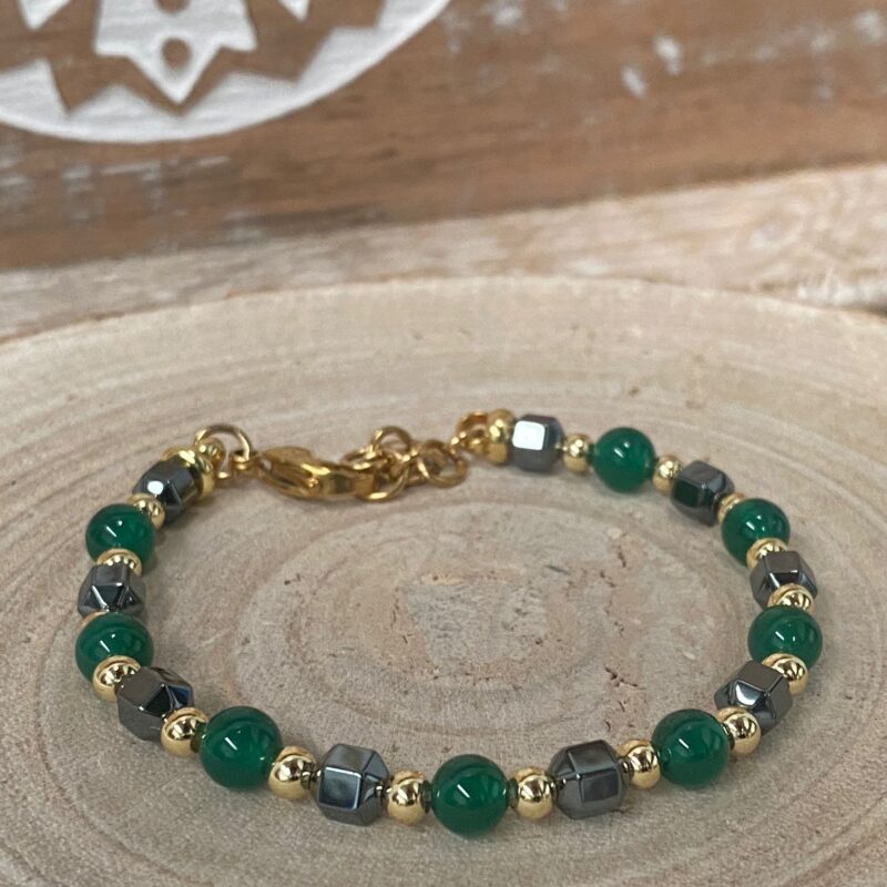 Pulsera Hematite y Aventurina Verde - Acero Inoxidable
