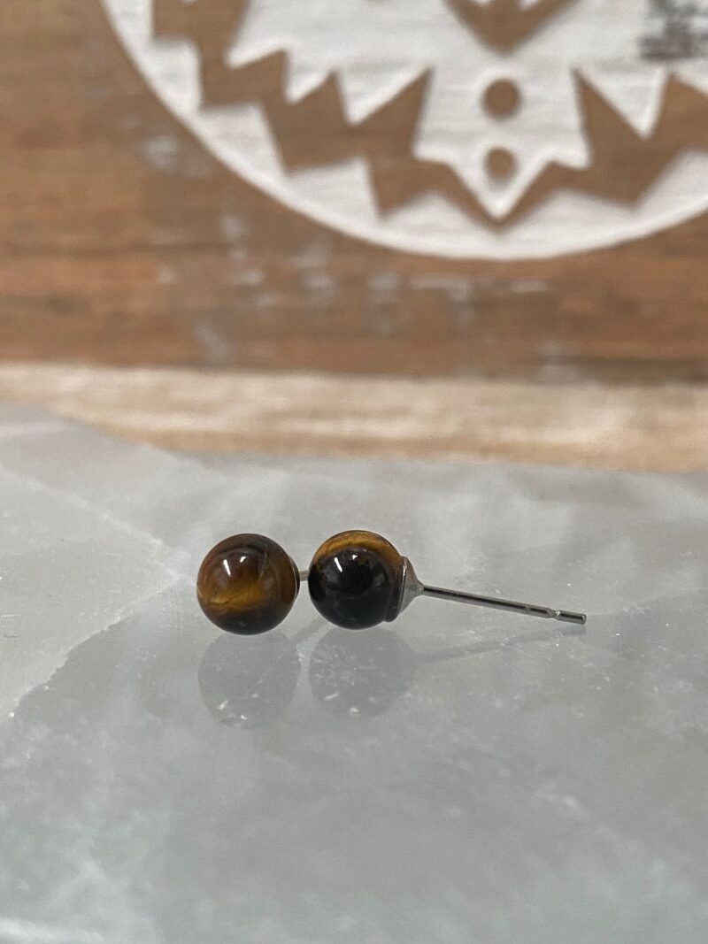 Pendientes Acero Inoxidable con Ojo de Tigre