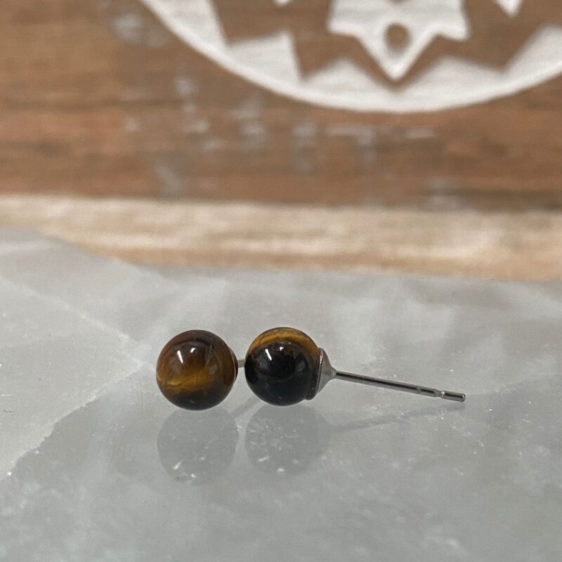Pendientes Acero Inoxidable con Ojo de Tigre