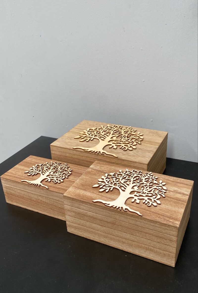Trío de Cajas Árboles Madera
