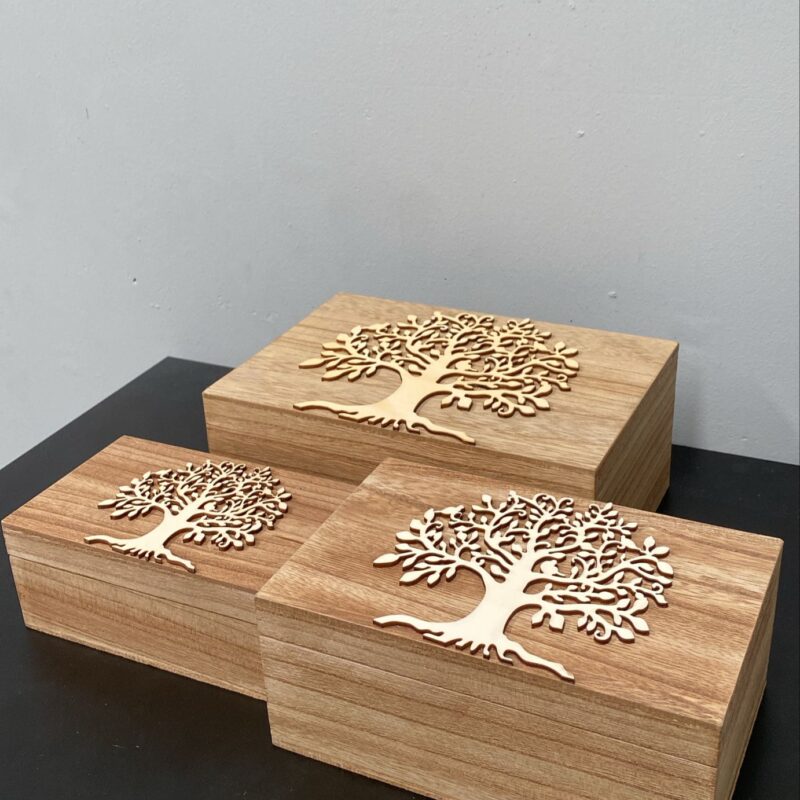 Trío de Cajas Árboles Madera