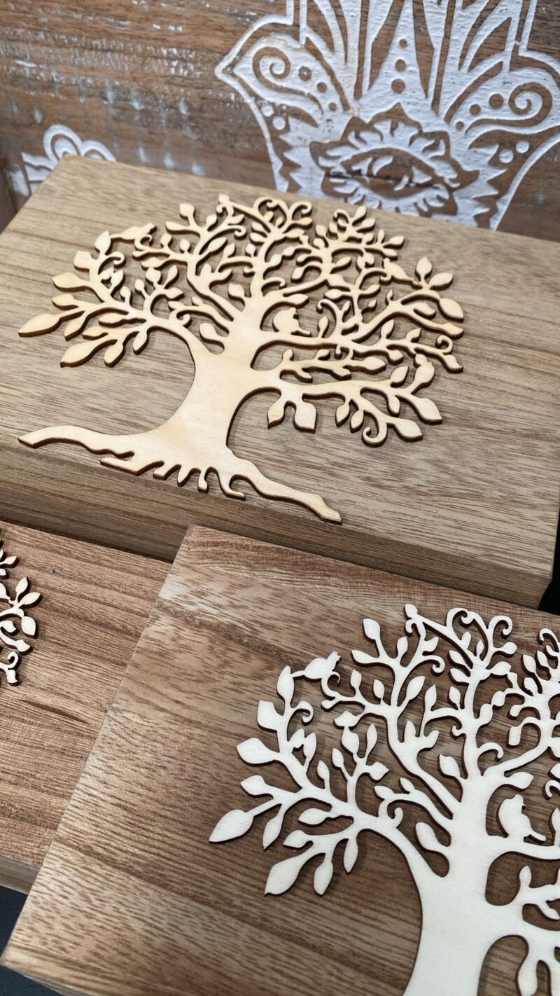 Trío de Cajas Árboles Madera - Imagen 2