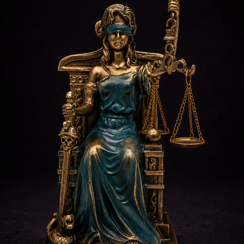 Diosa de la Justicia Sentada Azul - 18 cm