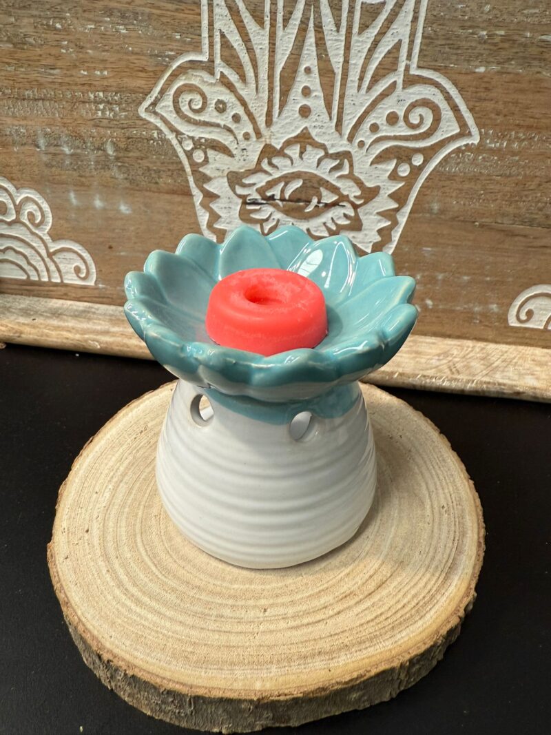 Quemador de Aceite/Ceras Flor Turquesa