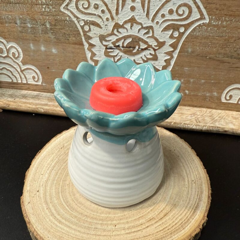 Quemador de Aceite/Ceras Flor Turquesa