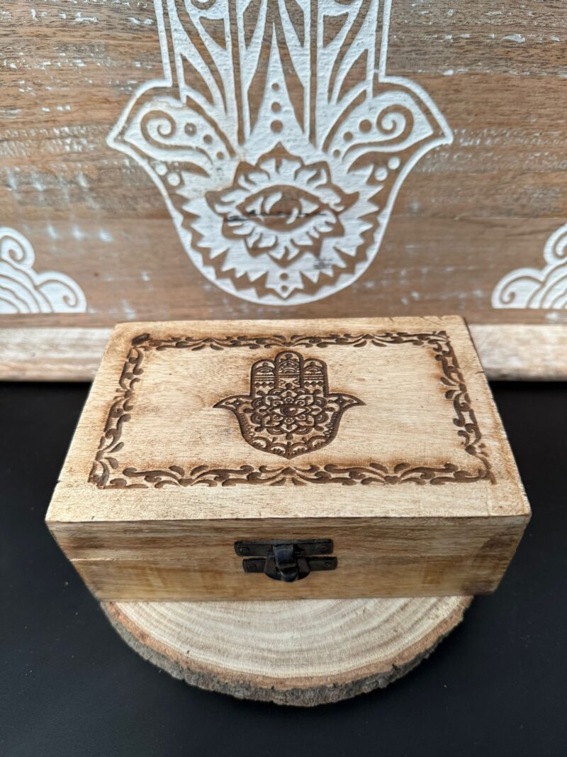 Caja Madera Mediana Mano de Fátima