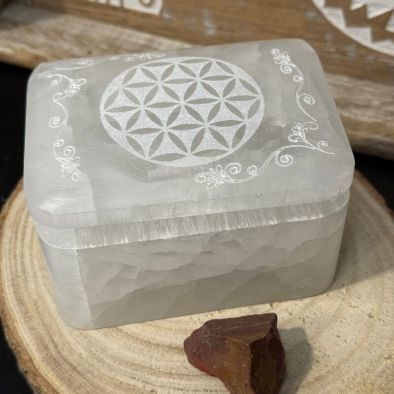 Joyero Selenita Rectangular (Flor de la Vida)
