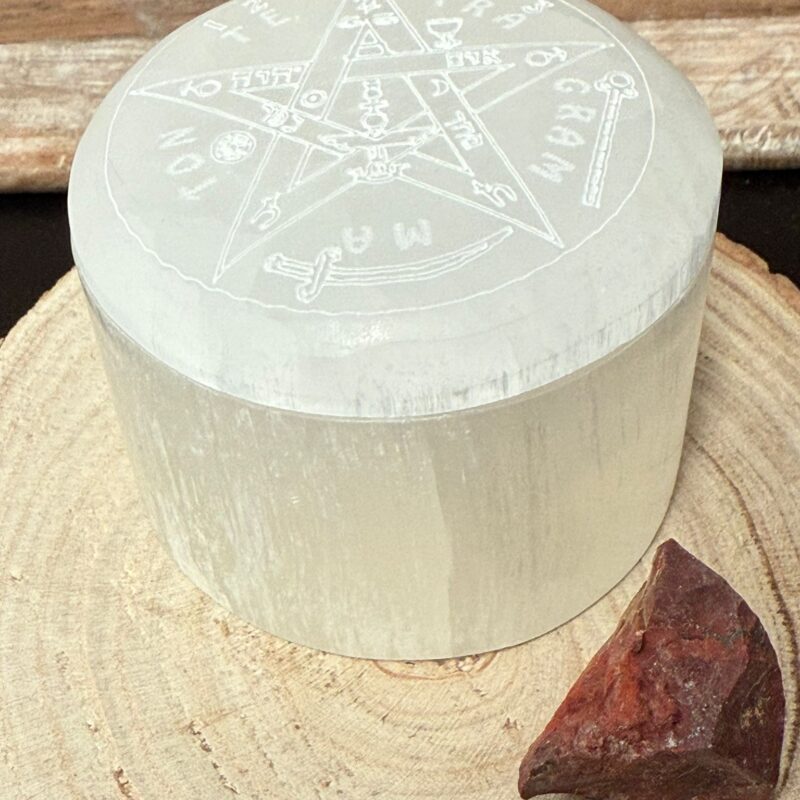 Joyero Selenita Redondo con Tapa (Tetragrámaton)