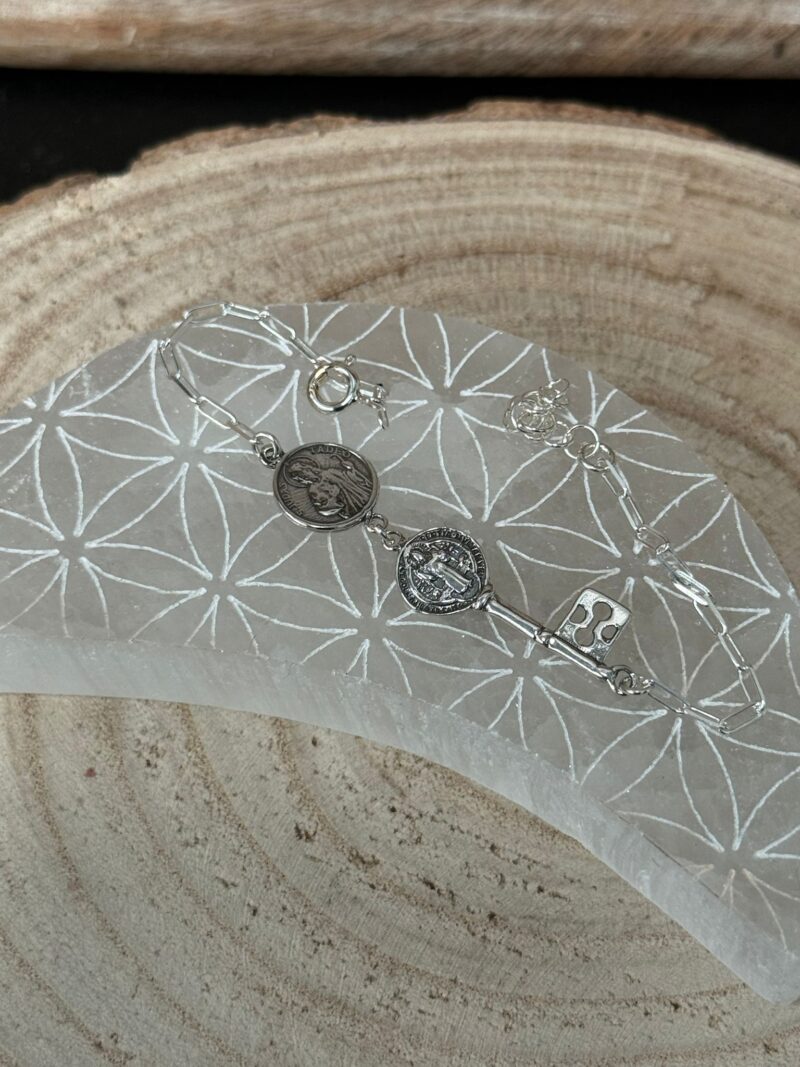 Pulsera San Judas Tadeo y Llave de San Benito - Plata de Ley