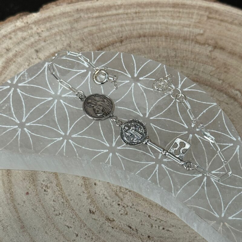 Pulsera San Judas Tadeo y Llave de San Benito - Plata de Ley