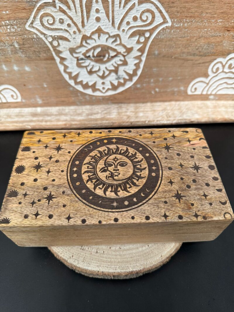 Caja Madera Sol y Luna 18x10cm