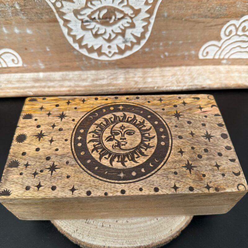 Caja Madera Sol y Luna 18x10cm