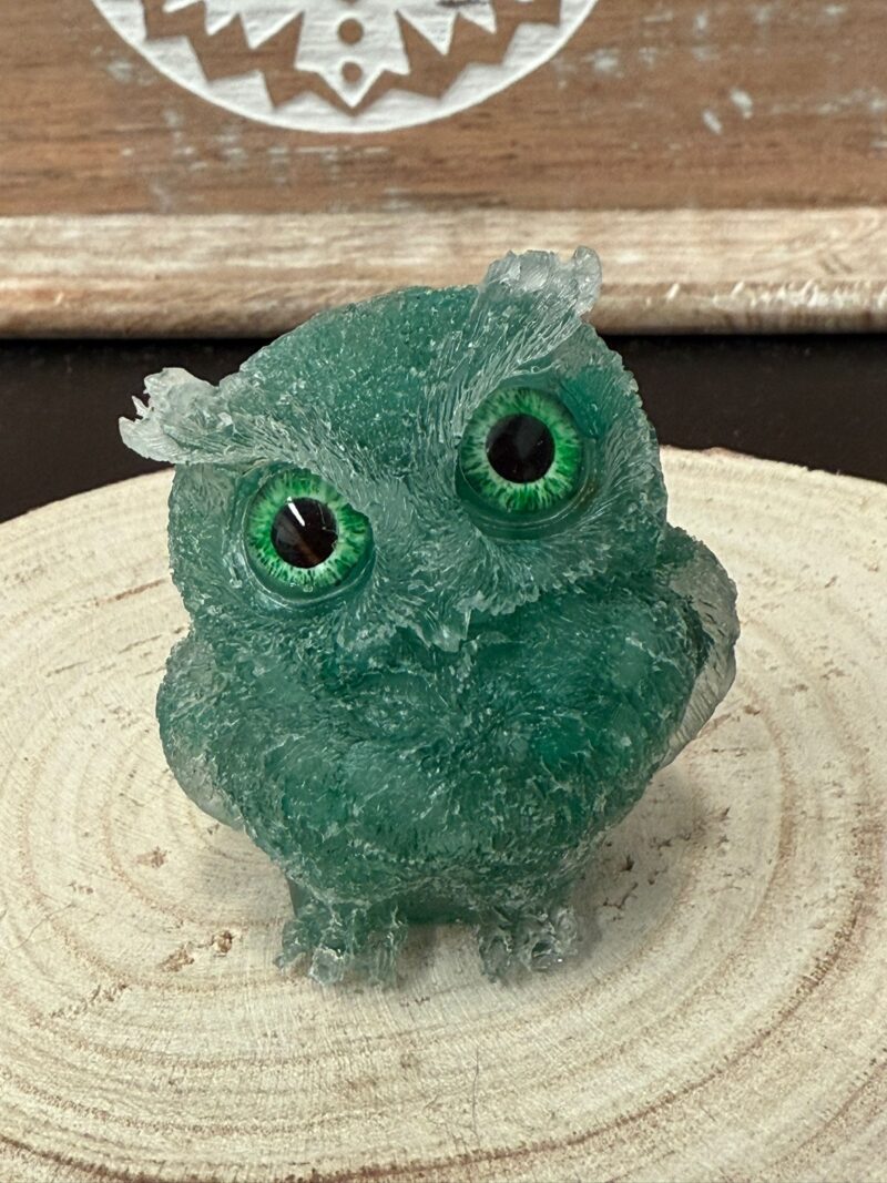 Búho de Orgonita Jade (6 cm) (Ojos Aleatorios)