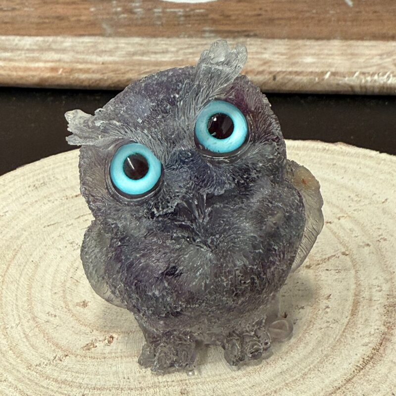 Búho de Orgonita Fluorita (6 cm) (Ojos Aleatorios)