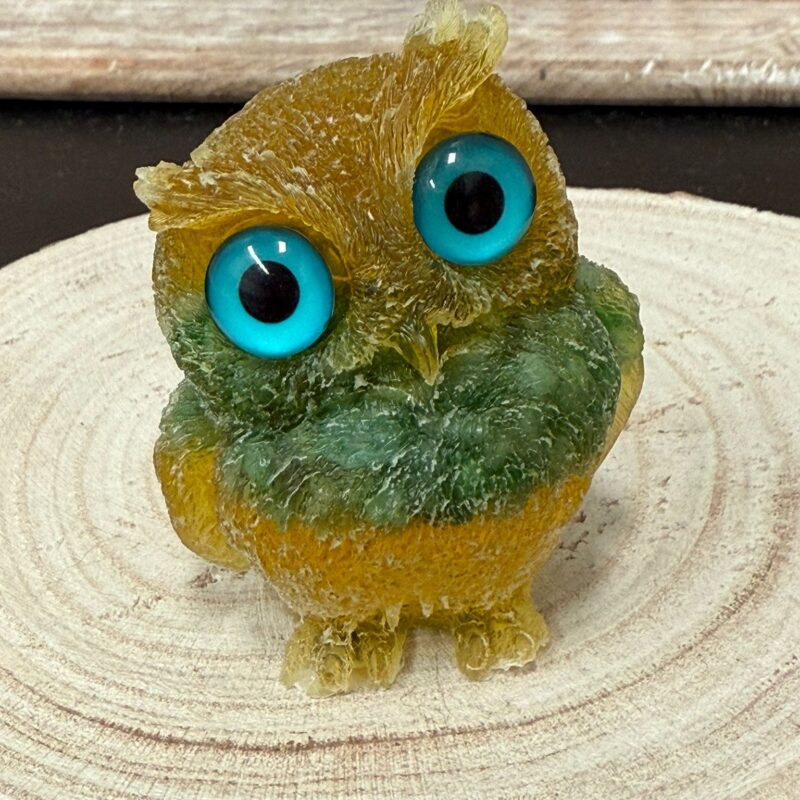 Búho de Orgonita Citrino y Jade (6 cm) (Ojos Aleatorios)