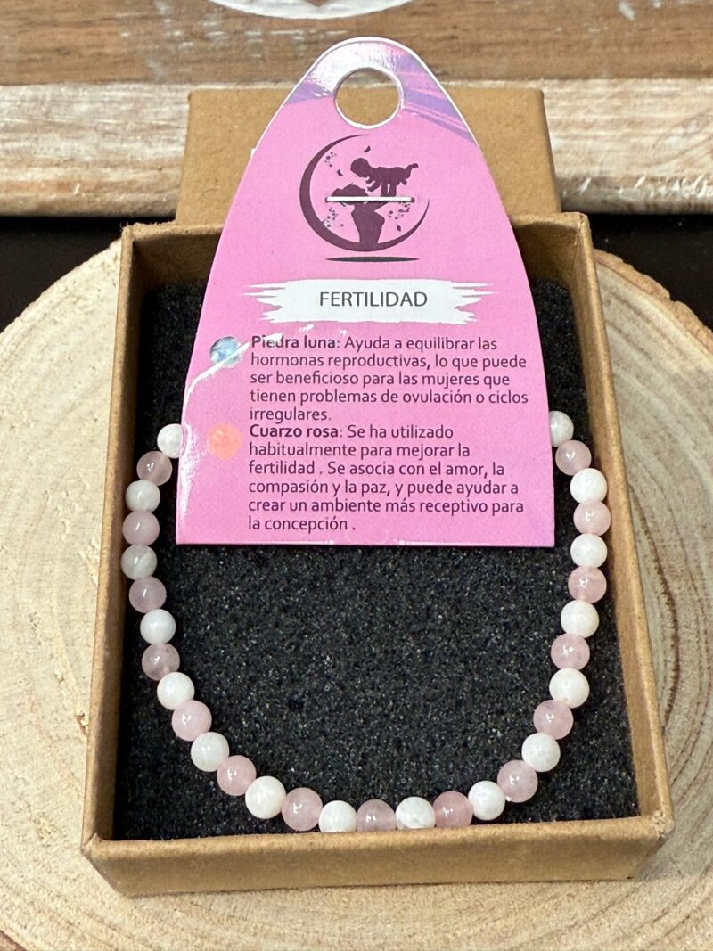 Pulsera Fertilidad (Piedra Luna y Cuarzo Rosa) 4mm