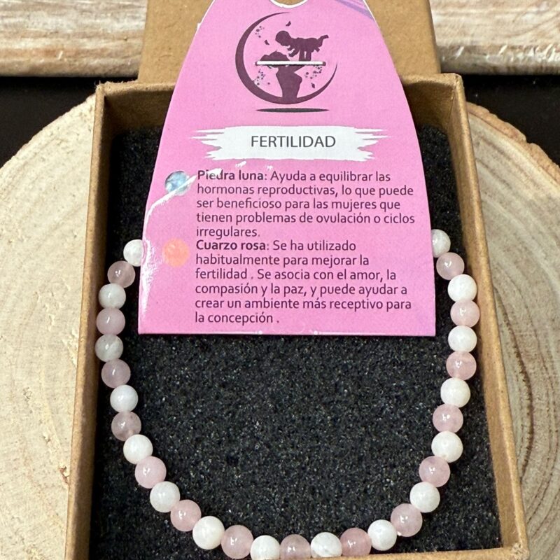 Pulsera Fertilidad (Piedra Luna y Cuarzo Rosa) 4mm