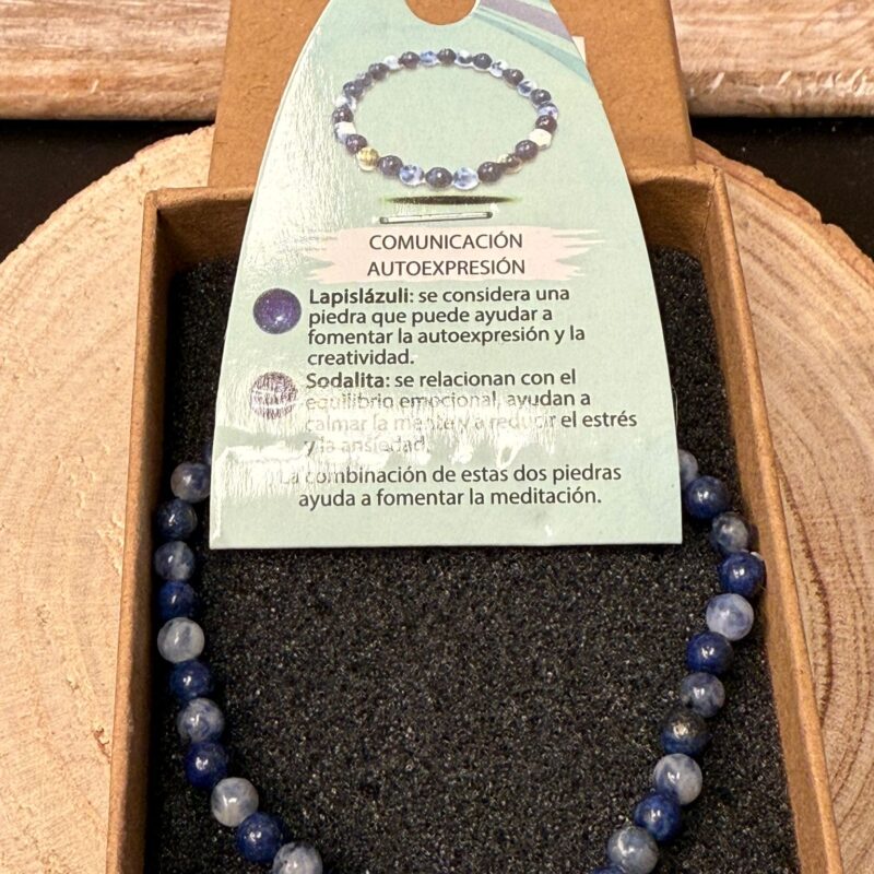 Pulsera Comunicación y Autoexpresión (Lapislázuli y Sodalita) 4mm