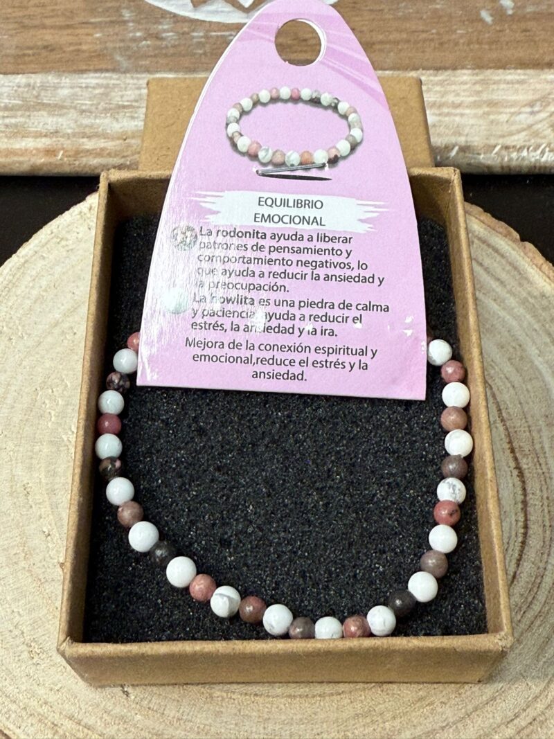 Pulsera Equilibrio Emocional (Rodonita y Howlita) 4mm