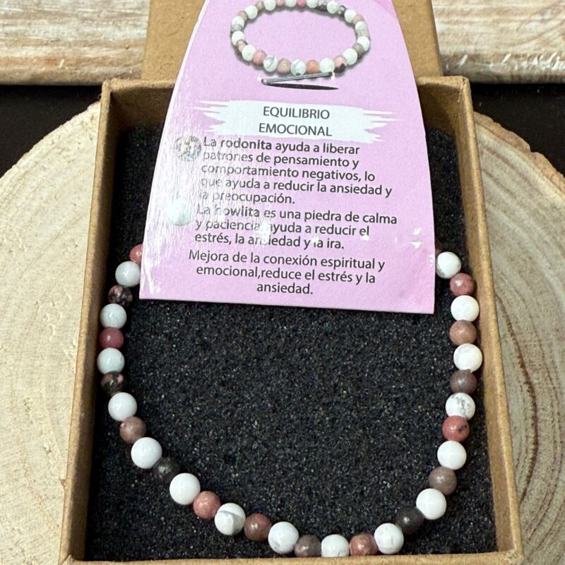 Pulsera Equilibrio Emocional (Rodonita y Howlita) 4mm