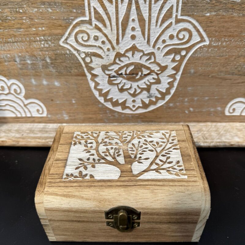 Caja Madera Árbol de la Vida Pequeña 13.9x9.8x6.5 cm
