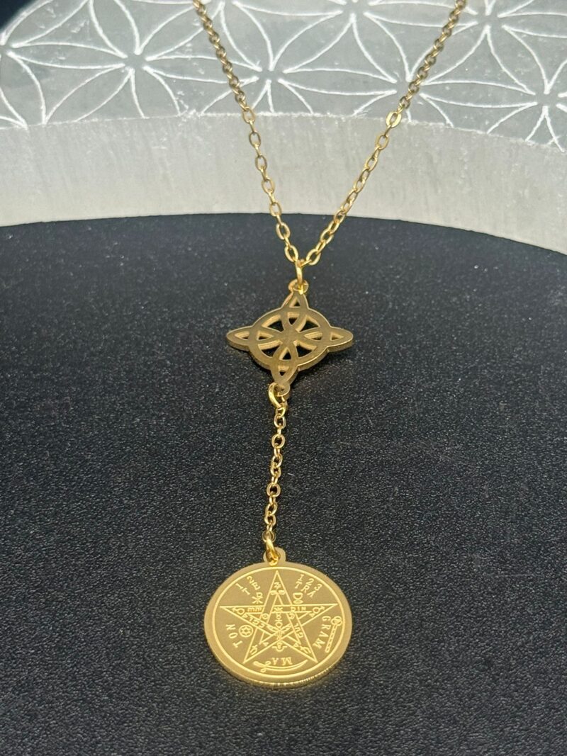 Colgante Doble Protección Acero Dorado (Mod 1)