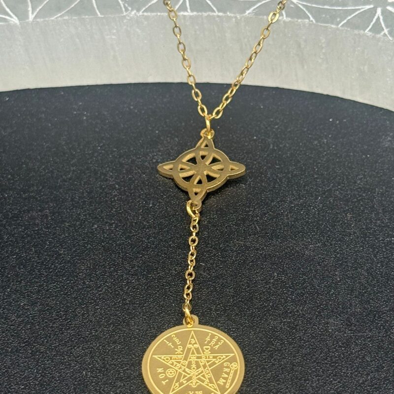 Colgante Doble Protección Acero Dorado (Mod 1)