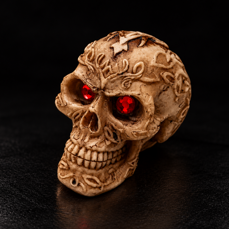 Calavera Mediana con Cristales Rojos