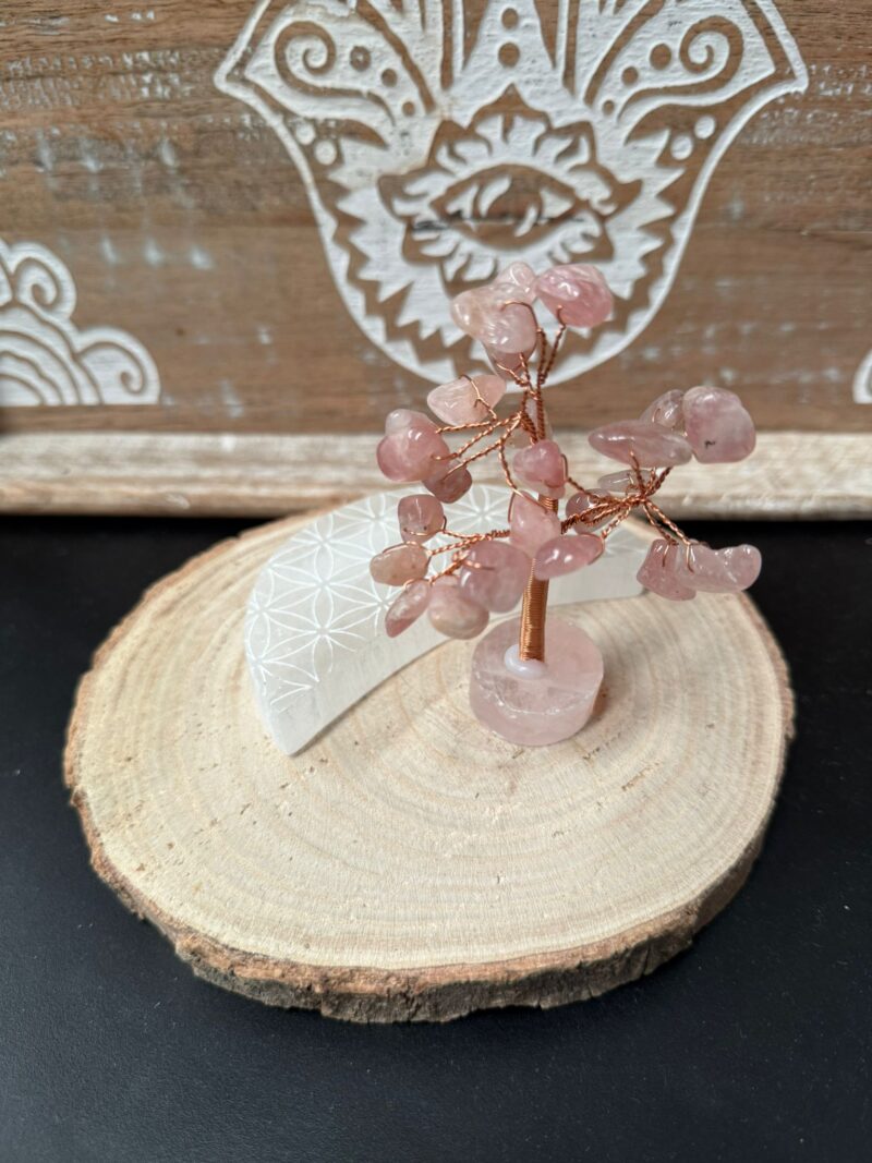 Árbol con Base de Mineral Cuarzo Rosa - Imagen 2