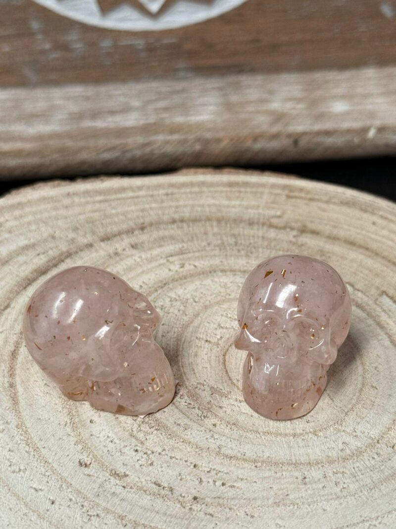 Mini Calavera Orgonita Cuarzo Rosa