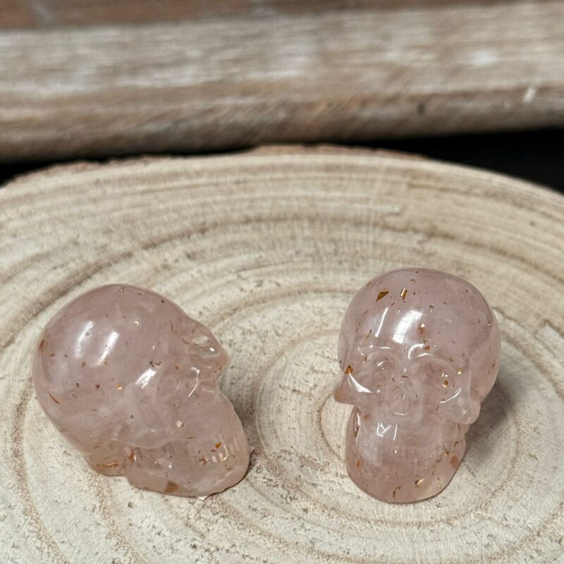 Mini Calavera Orgonita Cuarzo Rosa