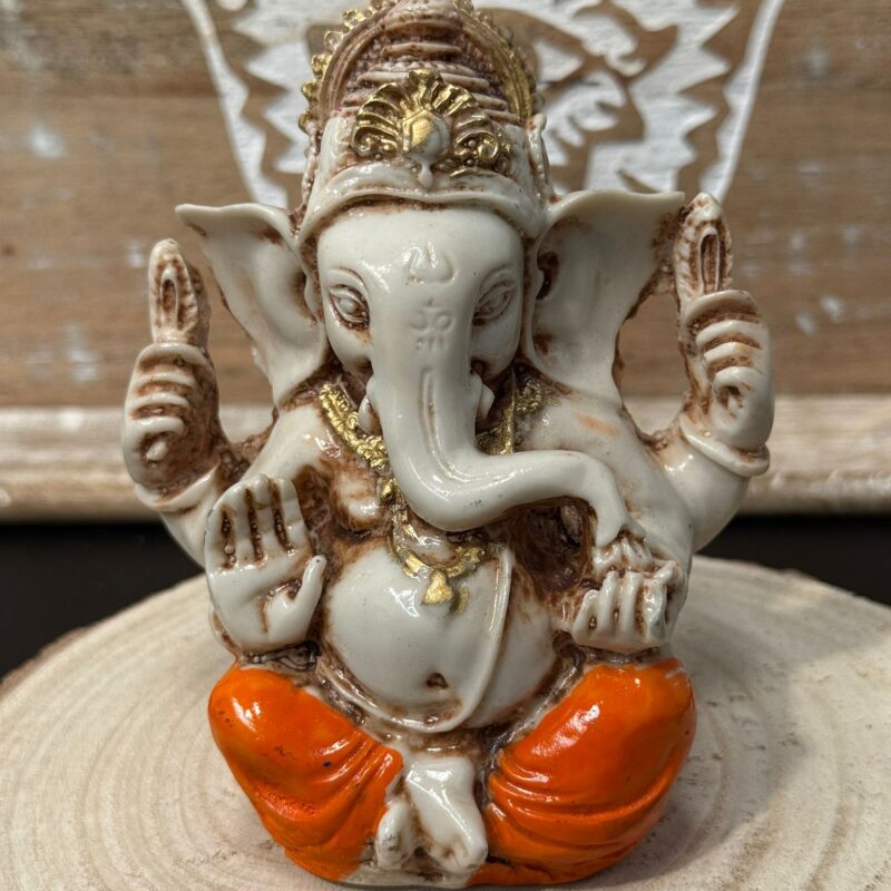 Ganesha Marfil y Naranja 11 cm