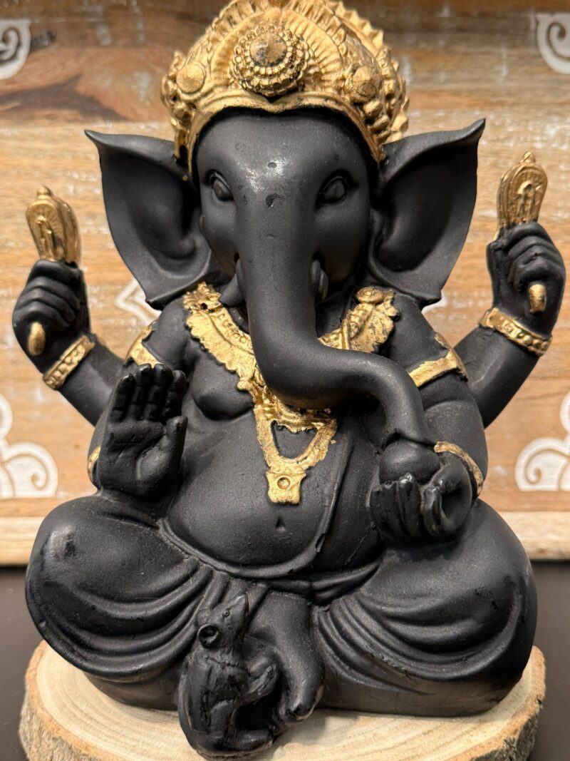 Ganesha Color Negra y Dorada 23 cm - Imagen 2