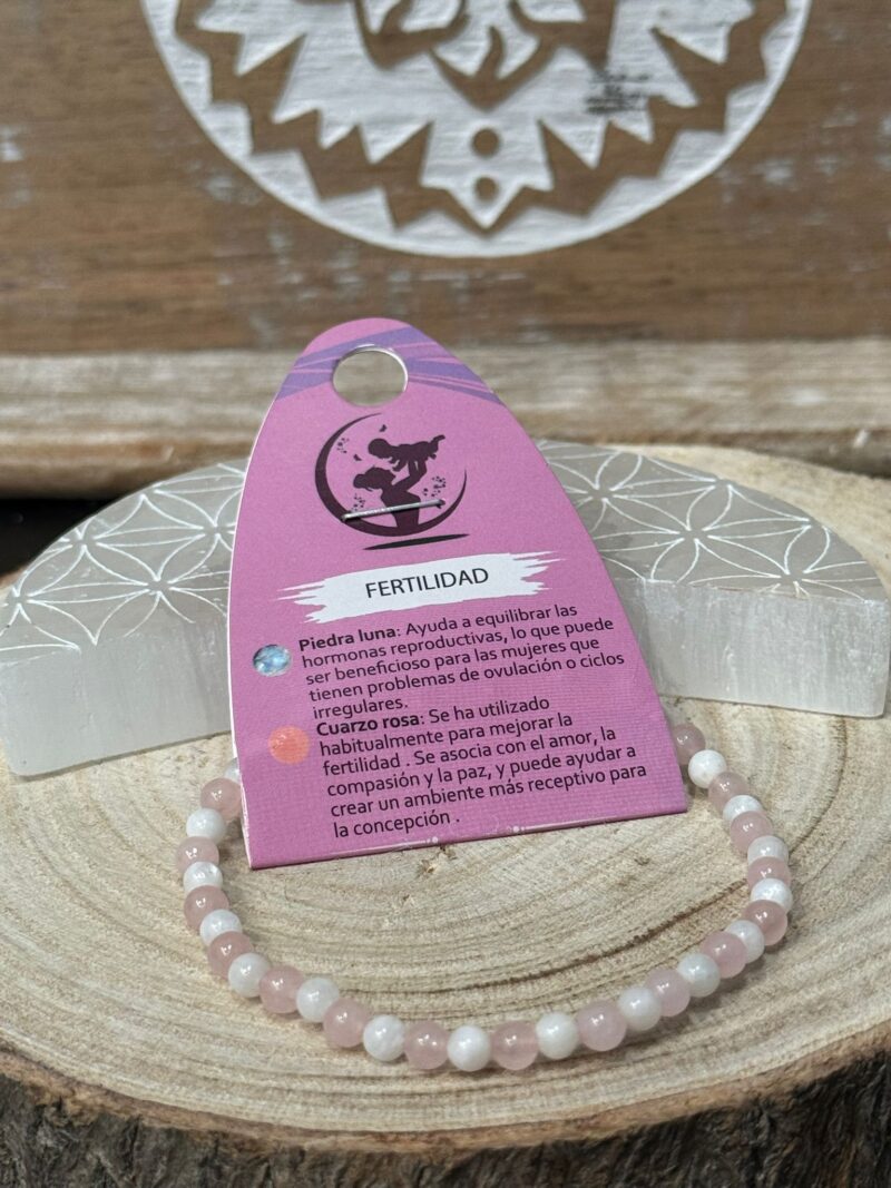 Pulsera Fertilidad (Piedra Luna y Cuarzo Rosa) 4mm