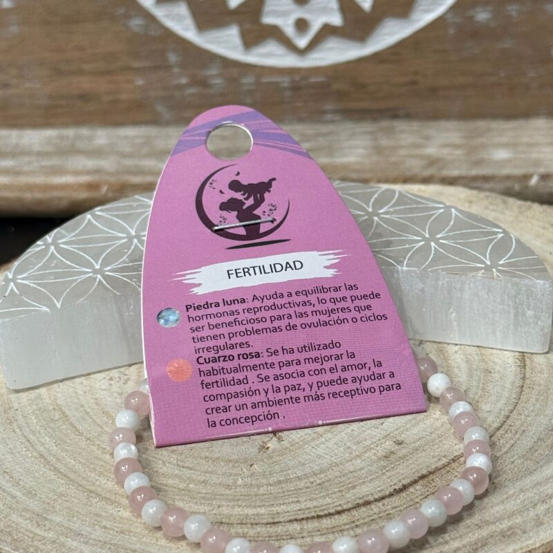 Pulsera Fertilidad (Piedra Luna y Cuarzo Rosa) 4mm
