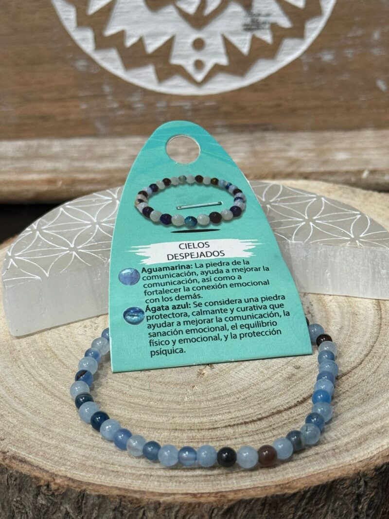 Pulsera Cielos Despejados (Aguamarina y Ágata azul) 4mm
