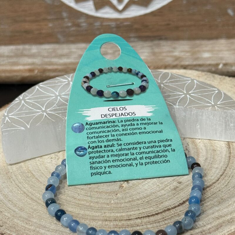 Pulsera Cielos Despejados (Aguamarina y Ágata azul) 4mm