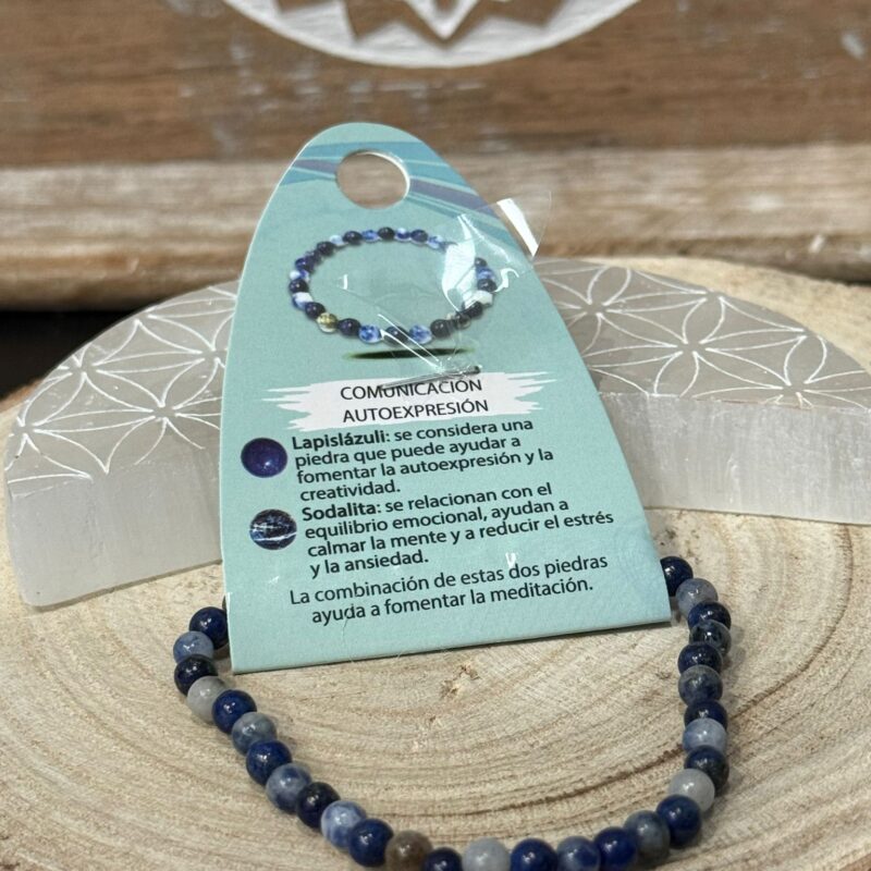 Pulsera Comunicación y Autoexpresión (Lapislázuli y Sodalita) 4mm