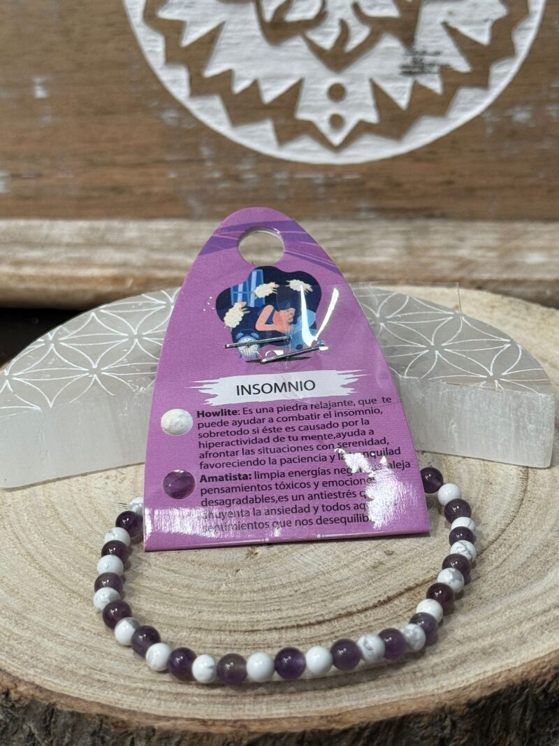 Pulsera Insomnio (Howlita y Amatista) 4mm
