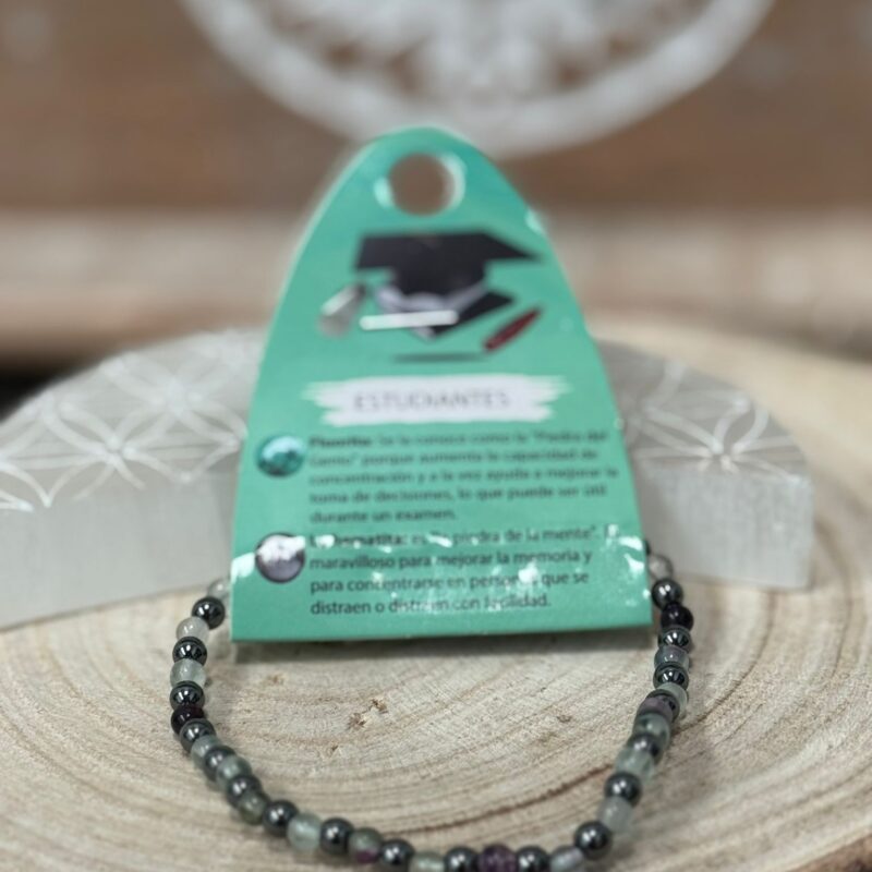 Pulsera Estudiantes (Fluorita y Hematite) 4mm