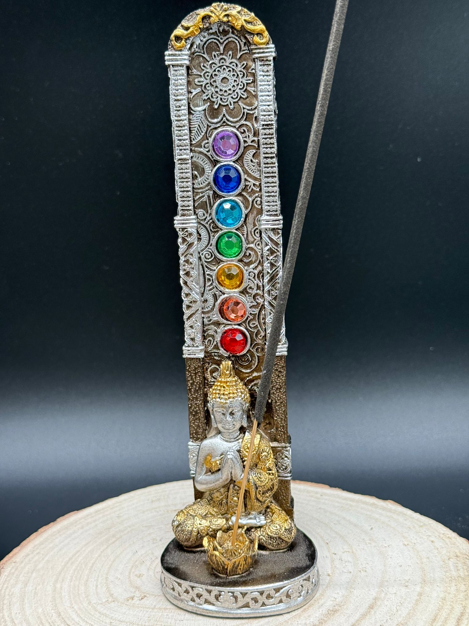 Incensario Buda Plata/Dorado Chakras