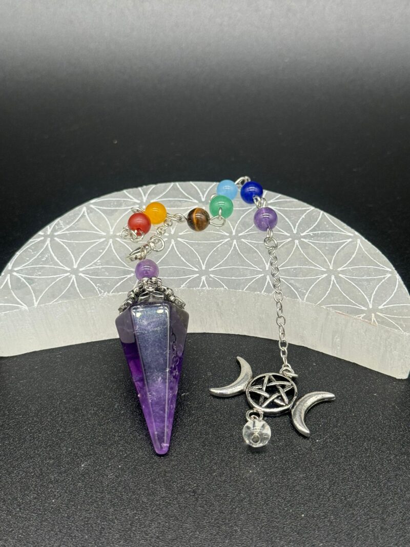 Péndulo Triple Luna Amatista 7 Chakras