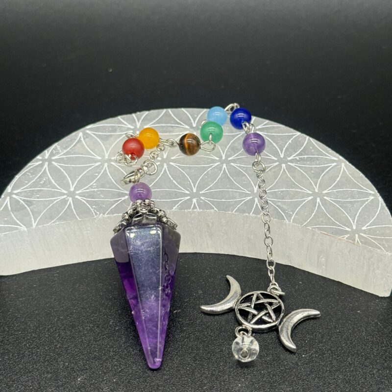 Péndulo Triple Luna Amatista 7 Chakras