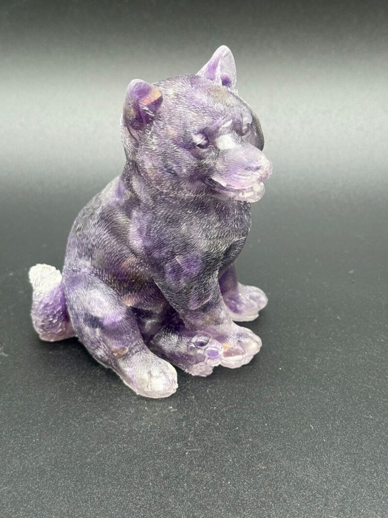 Perro Lobo  de Orgonita Amatista  (10 cm)