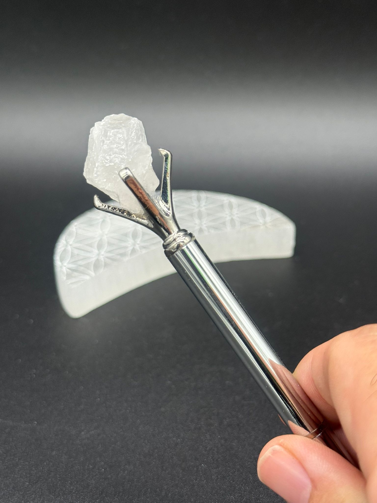 Bolígrafo Color Plateado con Cuarzo Blanco - Imagen 2